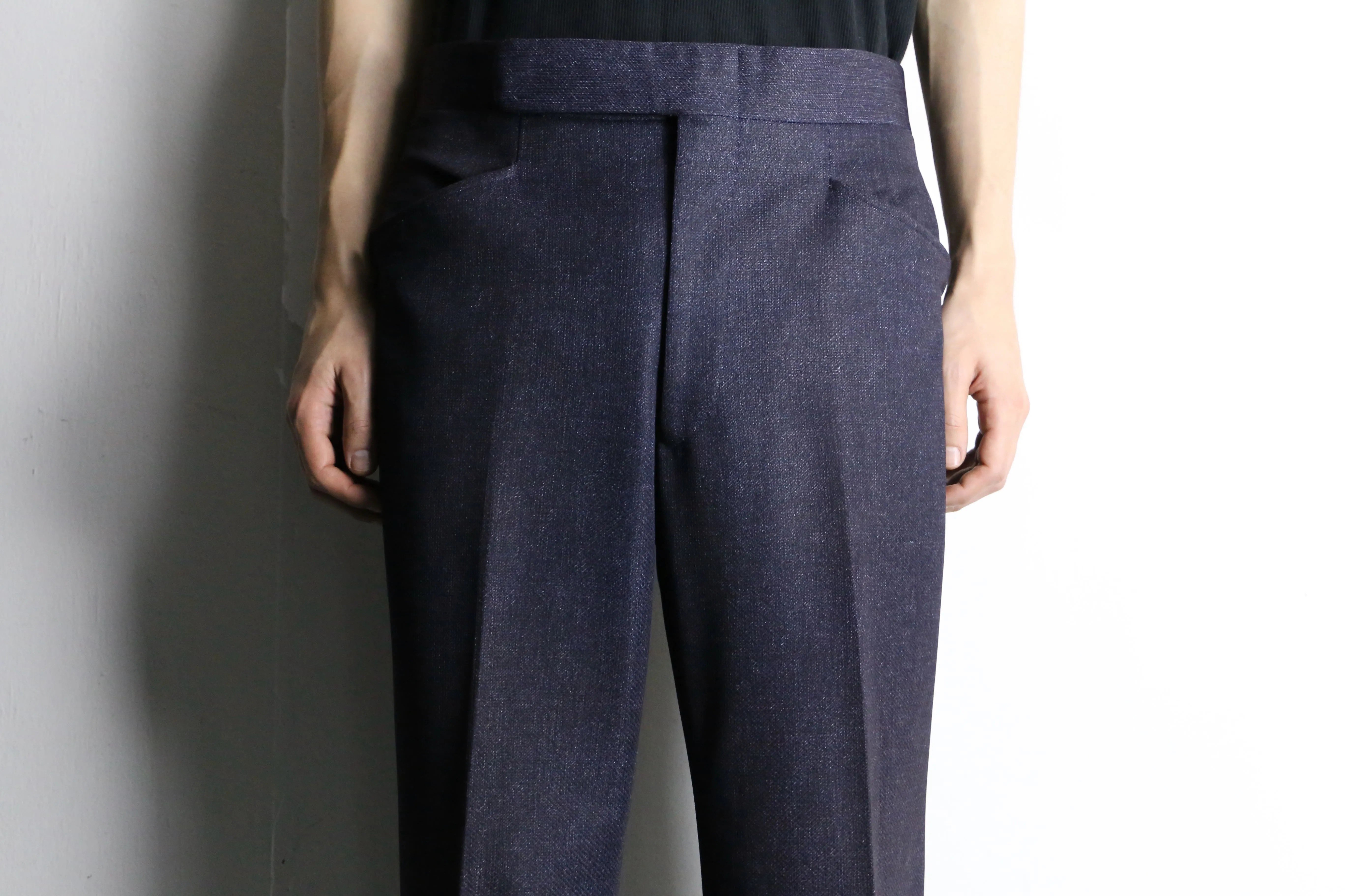 Indigo blue color semi flare slacks