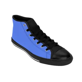 Indigo Blue Men's High Tops, Solid Color Print Premium High-top Premium Fashion Sneakers