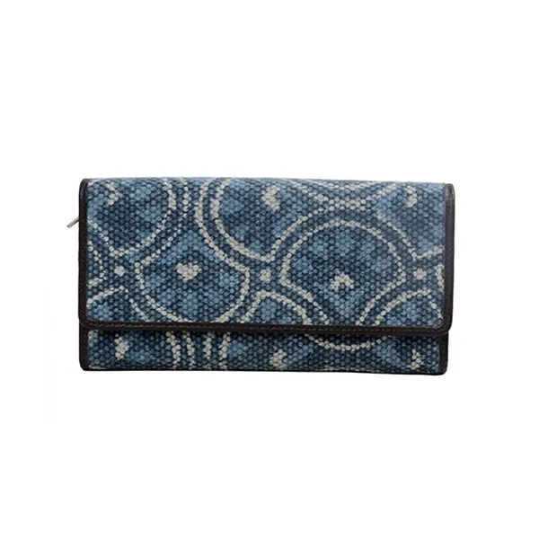 Indigo Leaf Wallet, Womens Clutch, Myra Bag, Large, Indigo