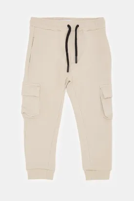 Infant Boys Cream Cargo Track Pants