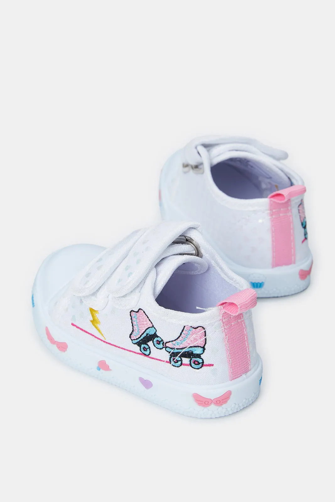 Infant Girls White Double Velcro Sneakers