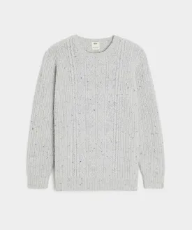 Inis Meáin Aran Cable Crewneck in Grey Fleck