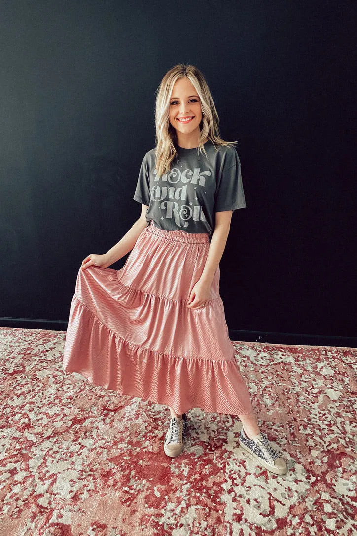 Into The Wild Satin Blush Midi Skirt | FINAL SALE