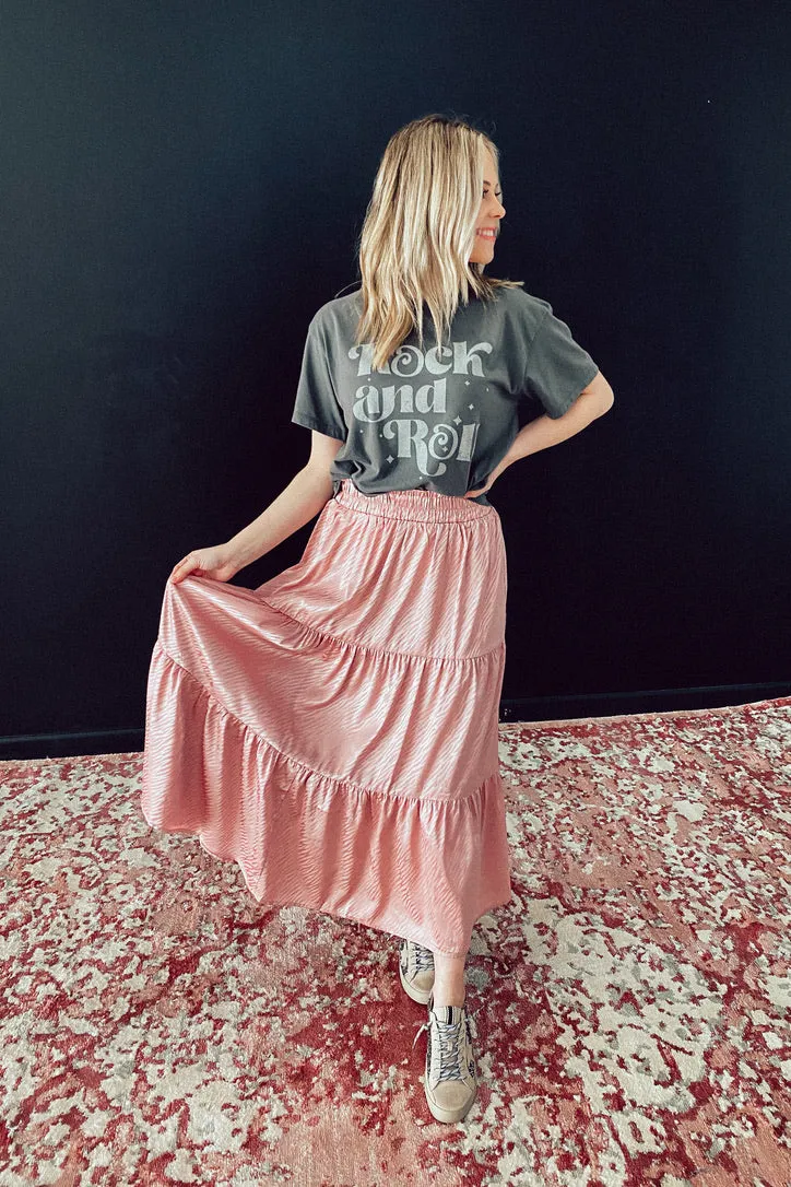 Into The Wild Satin Blush Midi Skirt | FINAL SALE