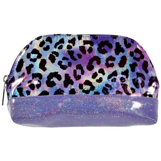 Iridescent Leopard Oval Cosmetic Bag