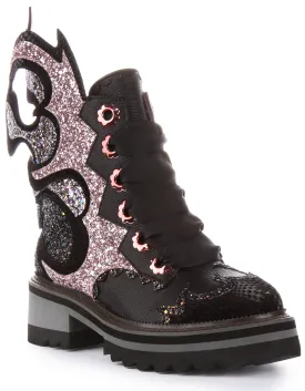 Irregular Choice Fyre Bug In Black Pink Glitter For Women