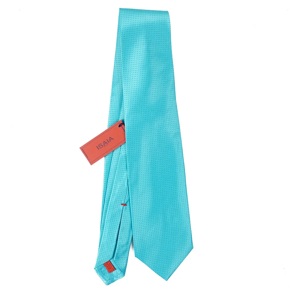 Isaia Aqua Blue Pindot Silk Tie