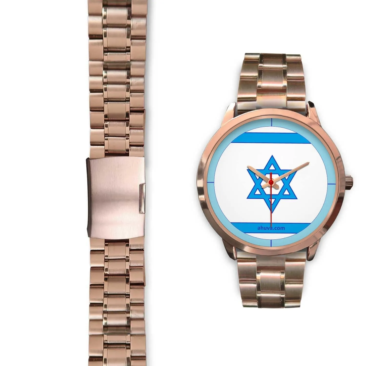 Israel Flag Hand Watch - Rose Gold