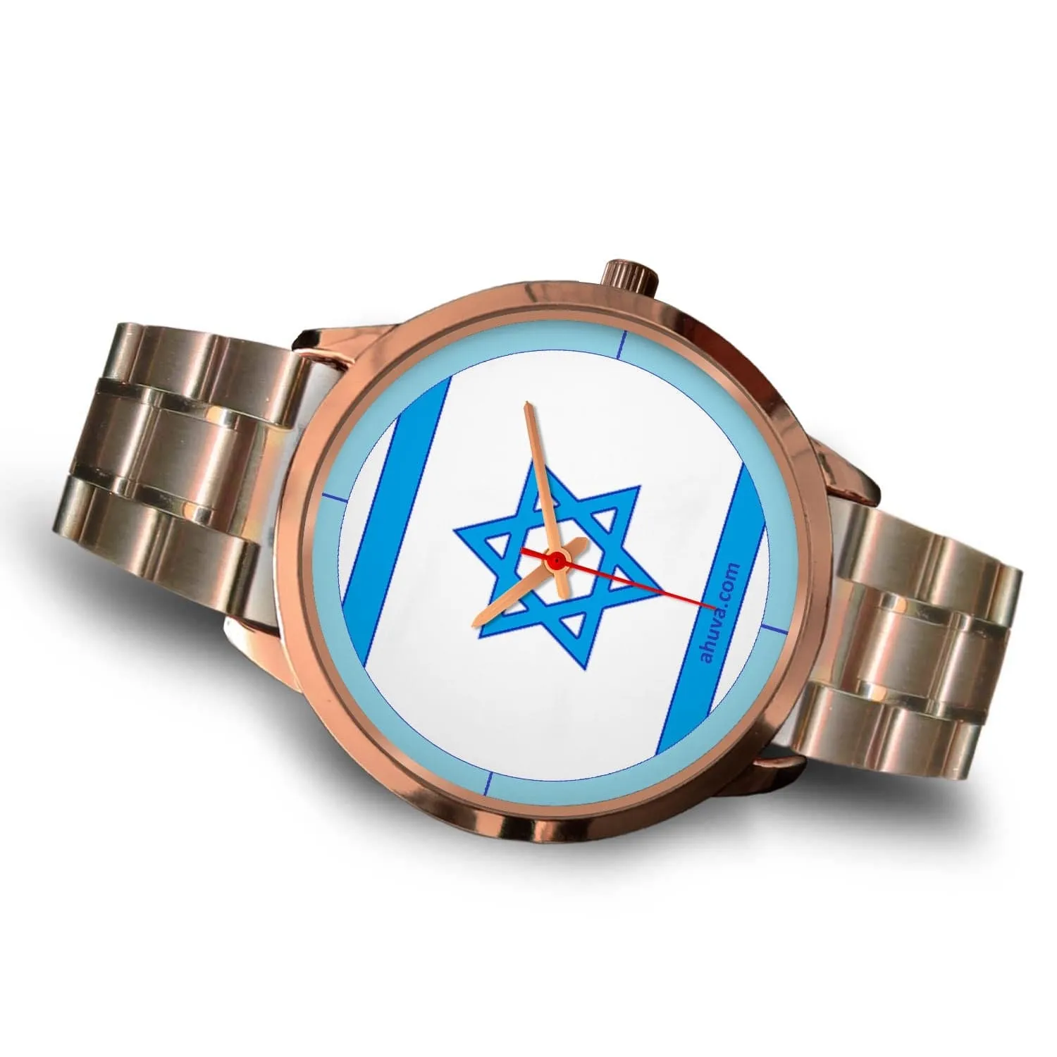 Israel Flag Hand Watch - Rose Gold