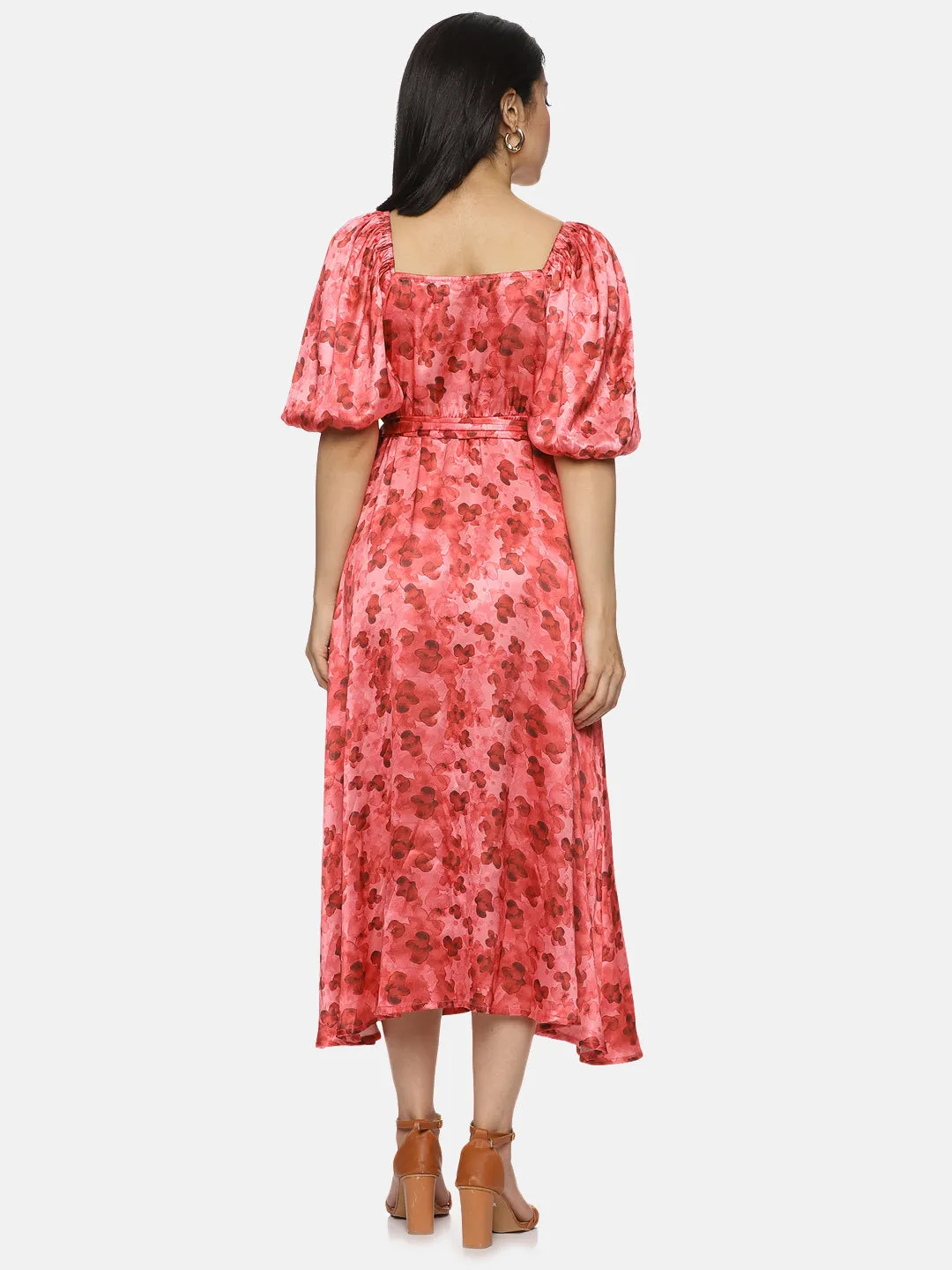 IS.U Floral Red Wrap Midaxi Dress