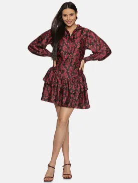 IS.U Paisley Red Satin Co-ord Set