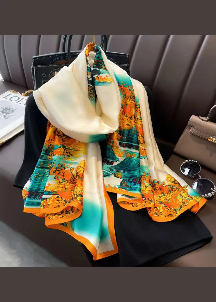 Italian Style Yellow Printed Versatile Silk Scarf ML2272