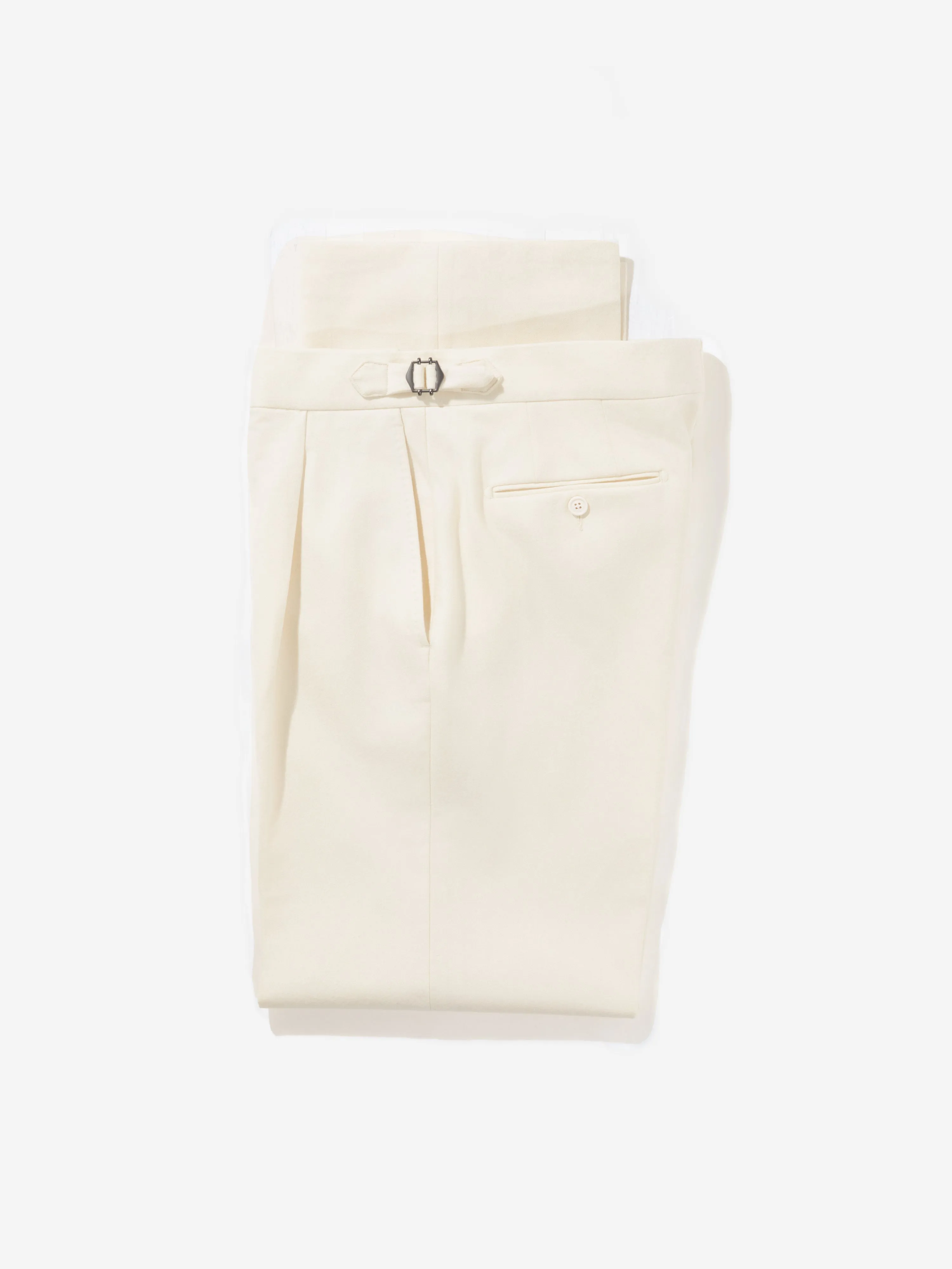 Ivory Flannel Wool Oscar Trousers (Wide Fit)