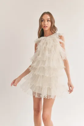 Ivory Tiered Ruffle Layered Sleeveless Dress