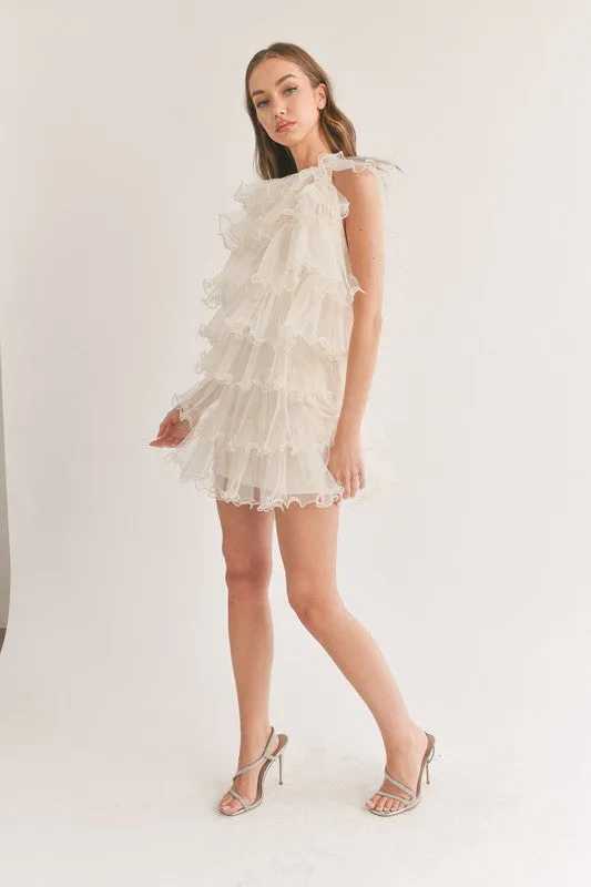 Ivory Tiered Ruffle Layered Sleeveless Dress