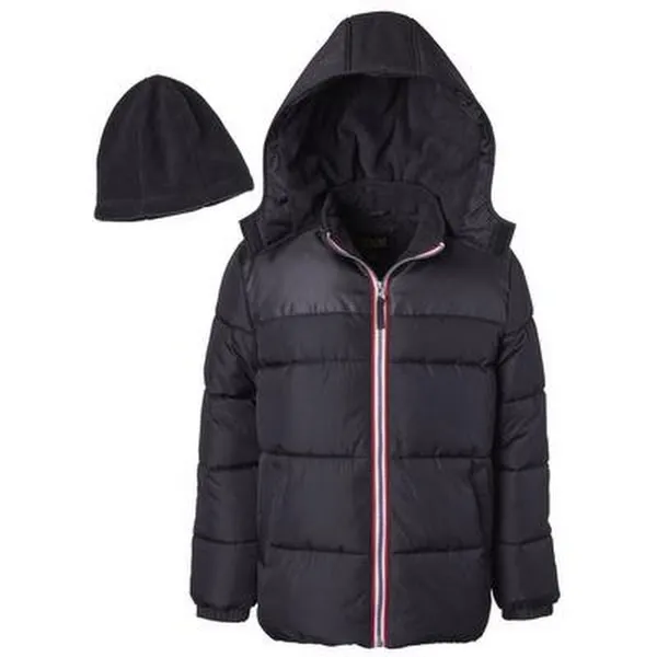 Ixtreme Toddler Boys Canvas Yoke Puffer Jacket with Fleece Hat Set, Size 3T