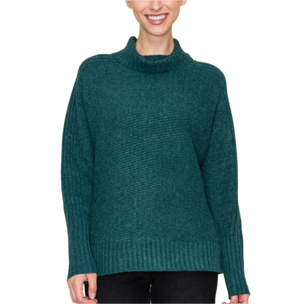 Jade Ribbed Turtleneck Sweater