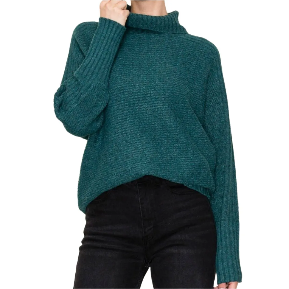 Jade Ribbed Turtleneck Sweater