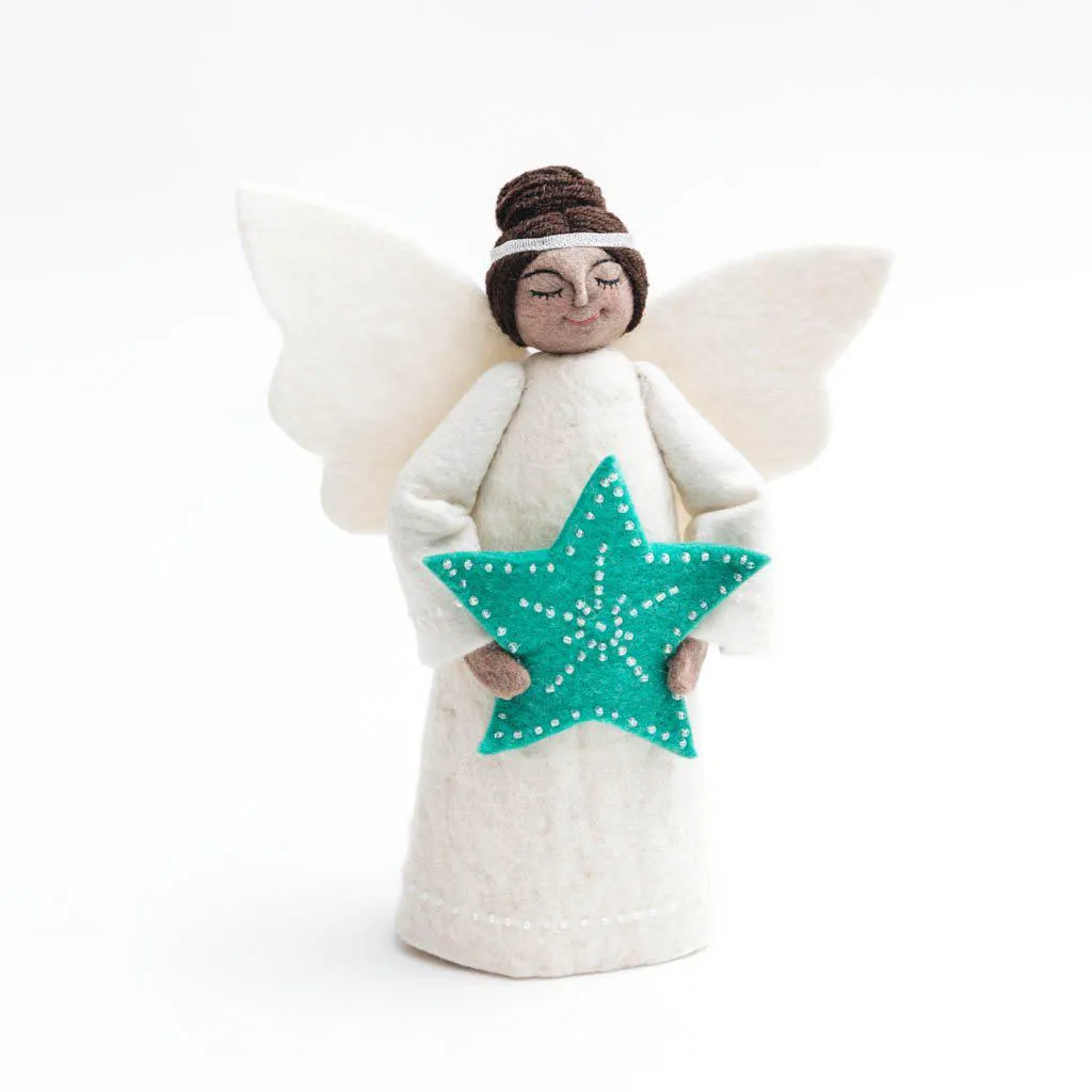 Jade Star Angel Tree Topper - Brown