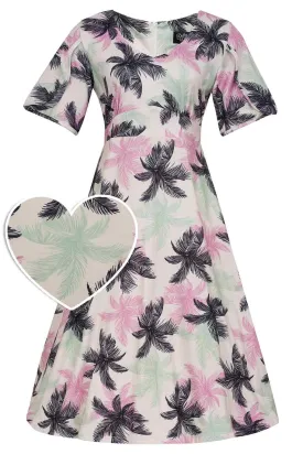 Janice Tropical Palm Tree Tea Dress