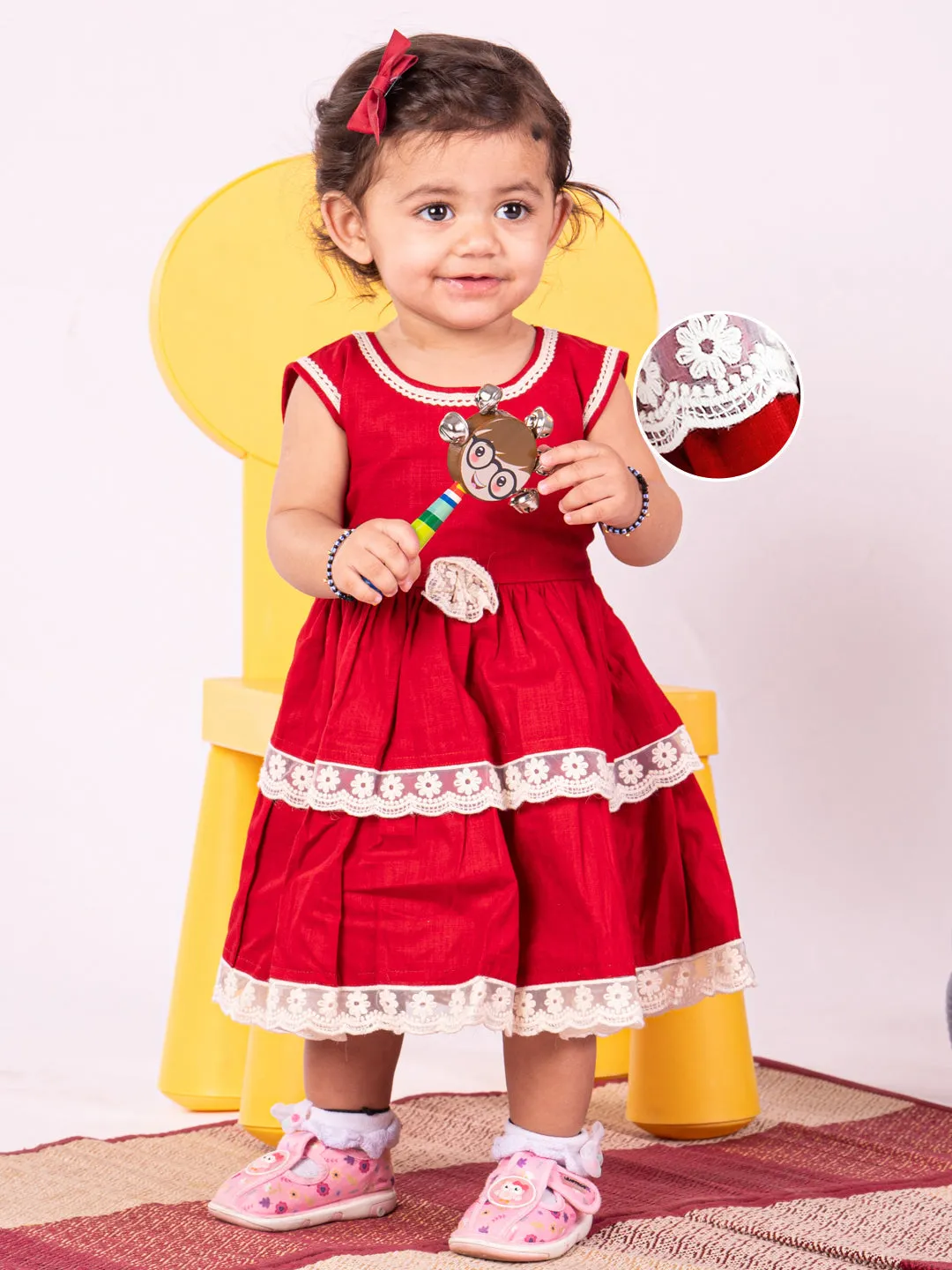 Jashvi Girls' Maroon Dress