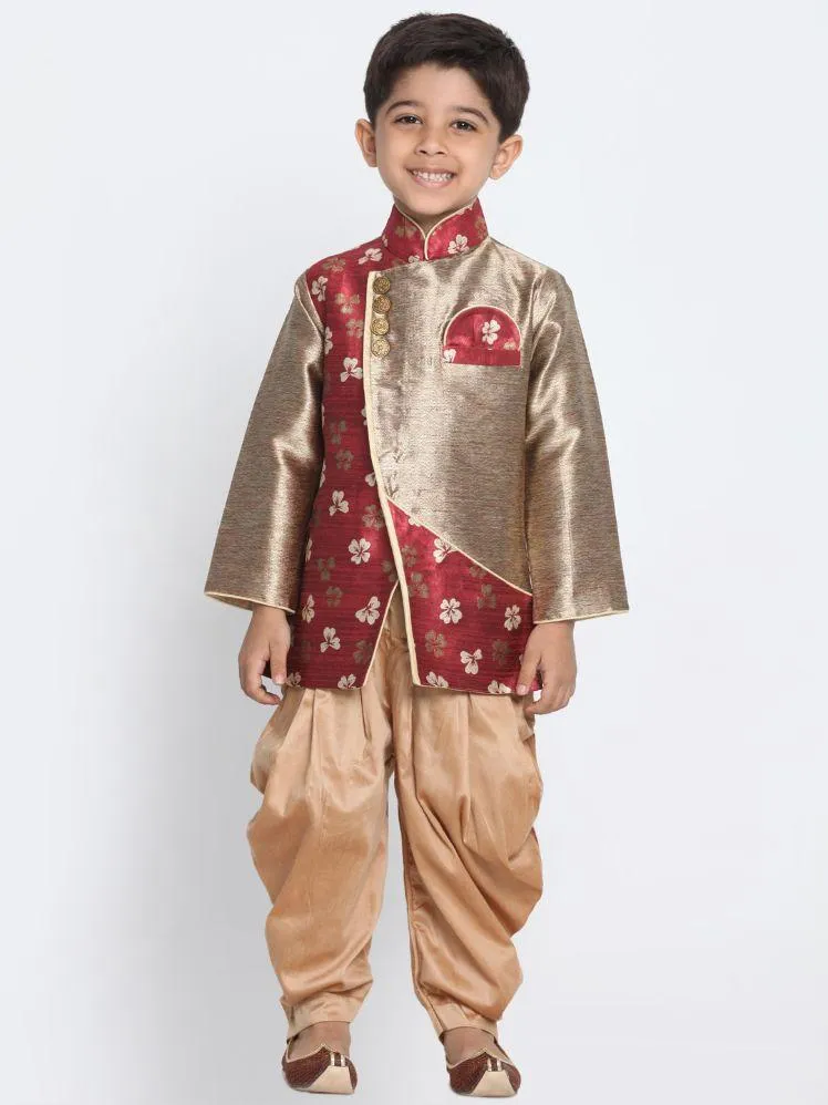 Jashvi Gold Cotton Silk Blend Kurta and Dhoti Pant Set