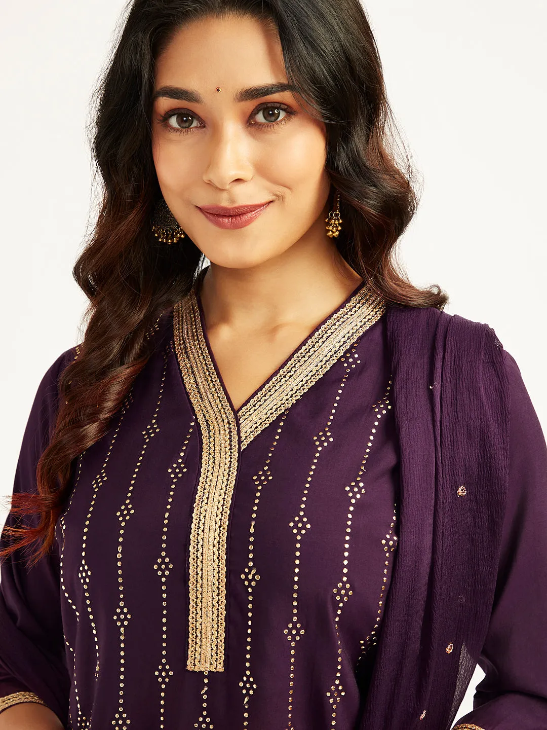 Jashvi Women's Purple Kurta Set