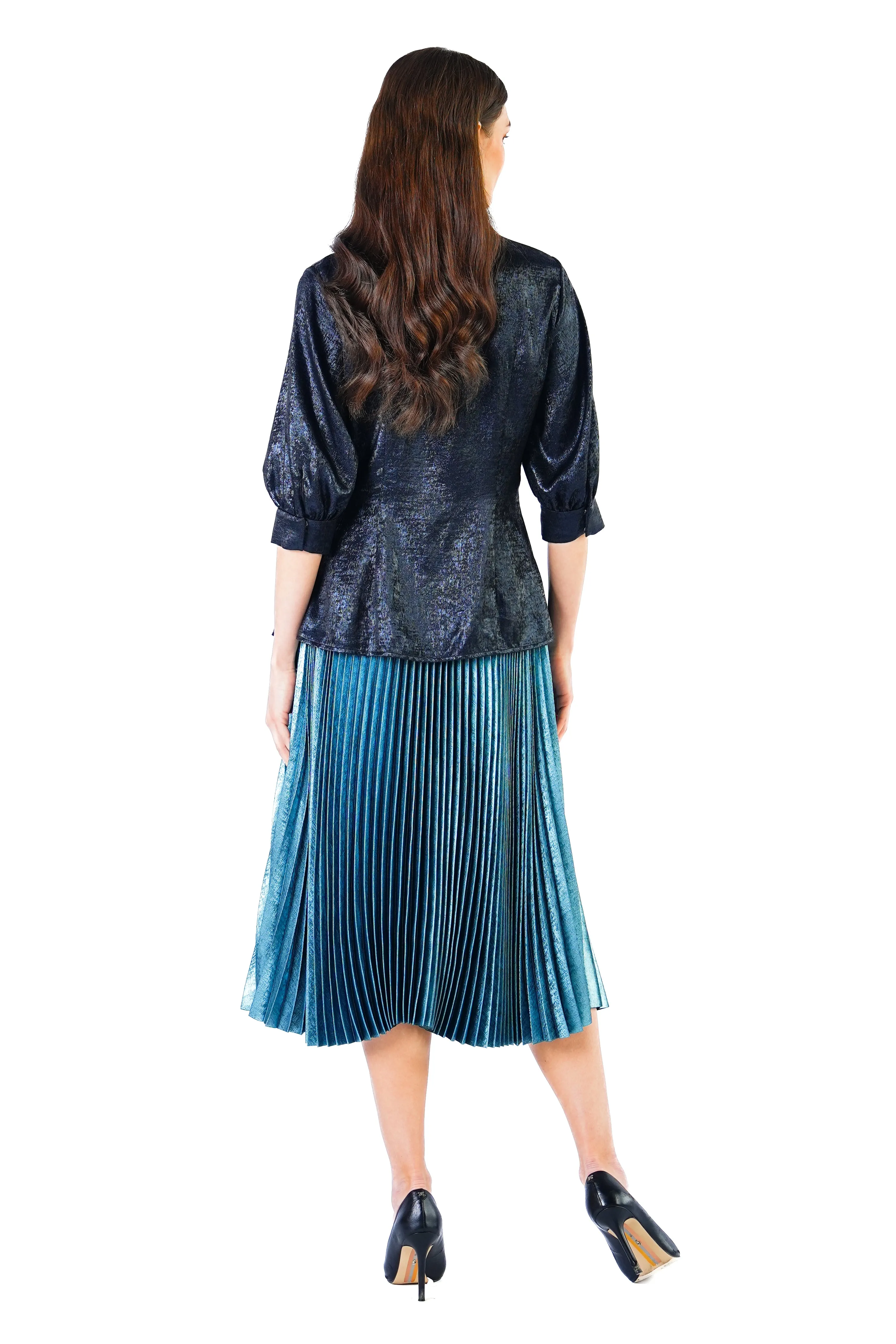 Jayden Metallic Pleated Maxi Skirt