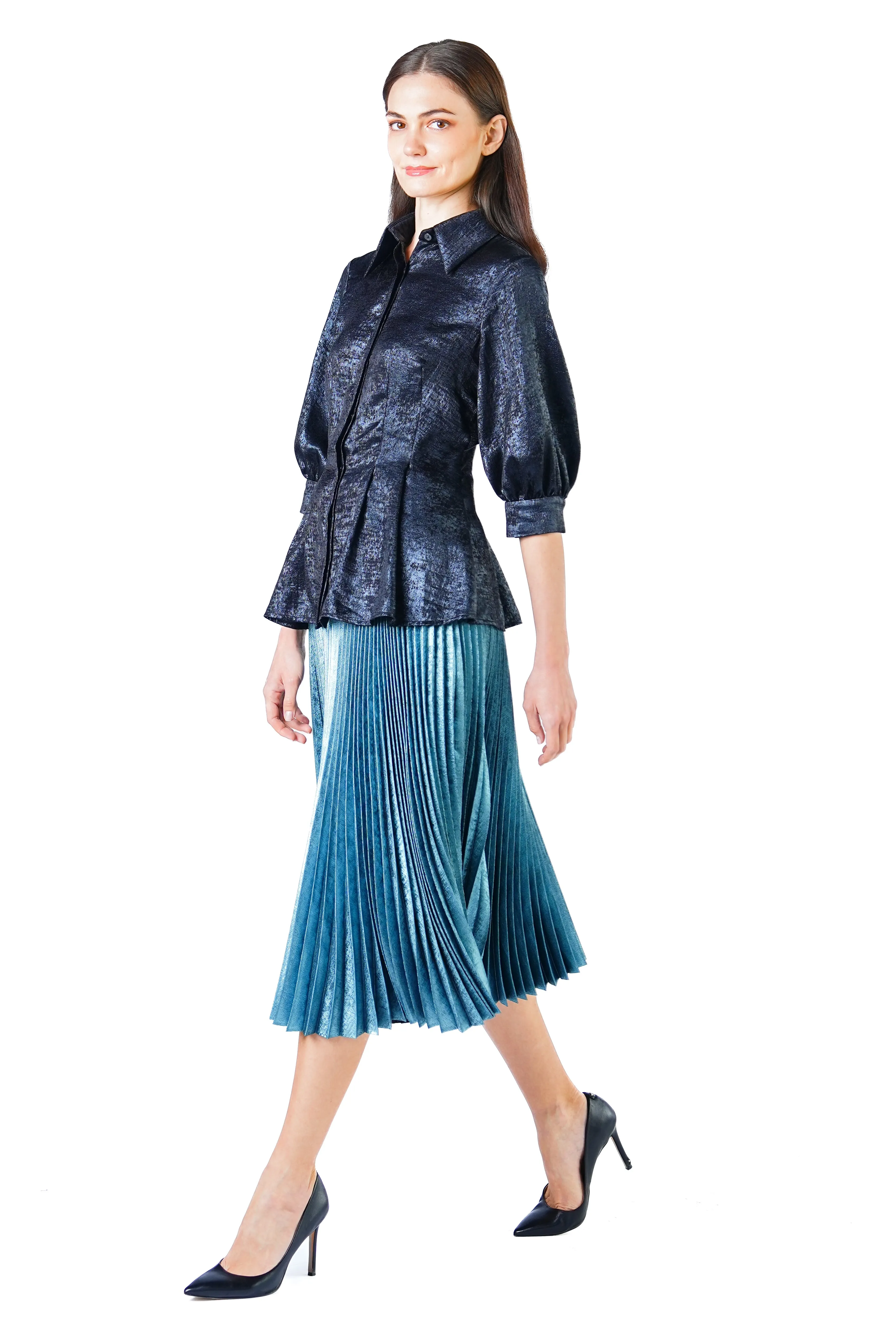 Jayden Metallic Pleated Maxi Skirt