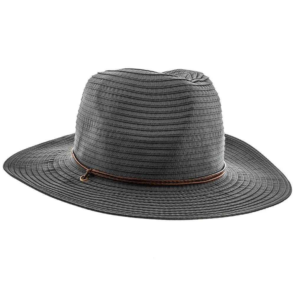 Jeanne Simmons Poolside Ribbon Wide Brim Fedora Hat