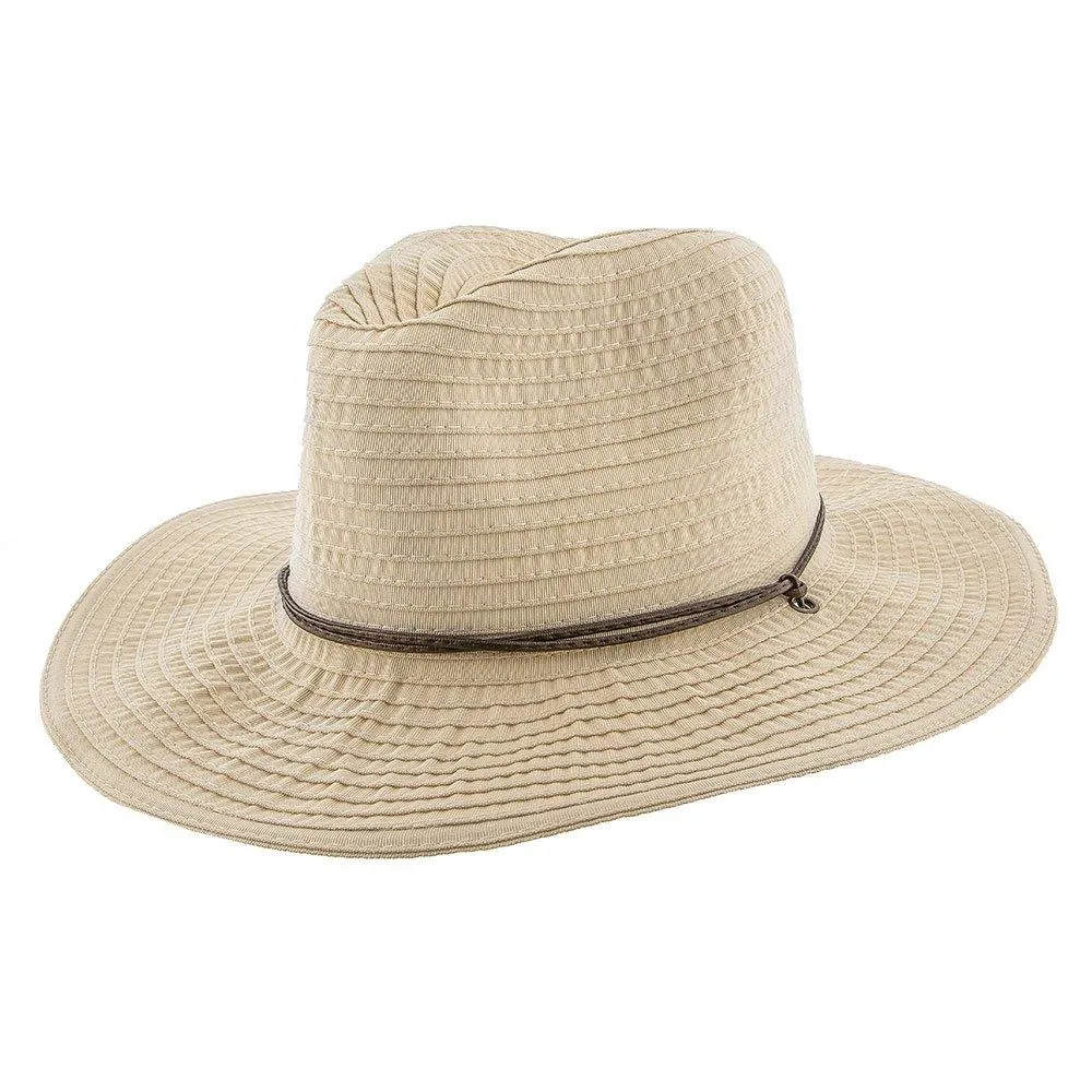 Jeanne Simmons Poolside Ribbon Wide Brim Fedora Hat