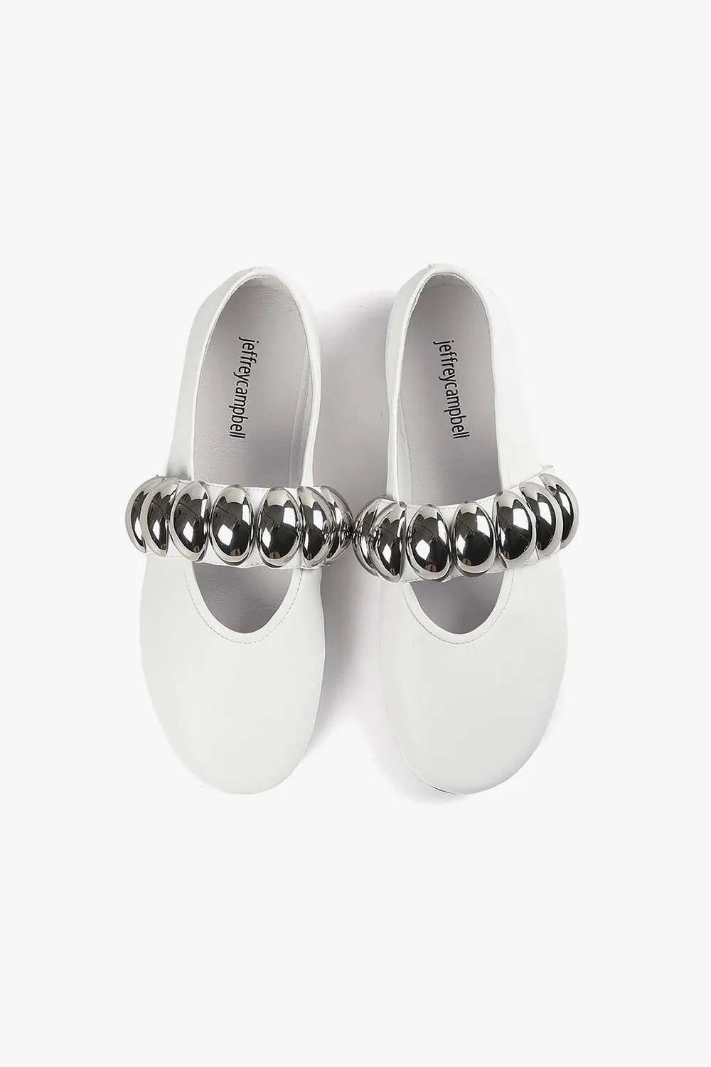 Jeffrey Campbell Ballet-SD Flats in White Silver