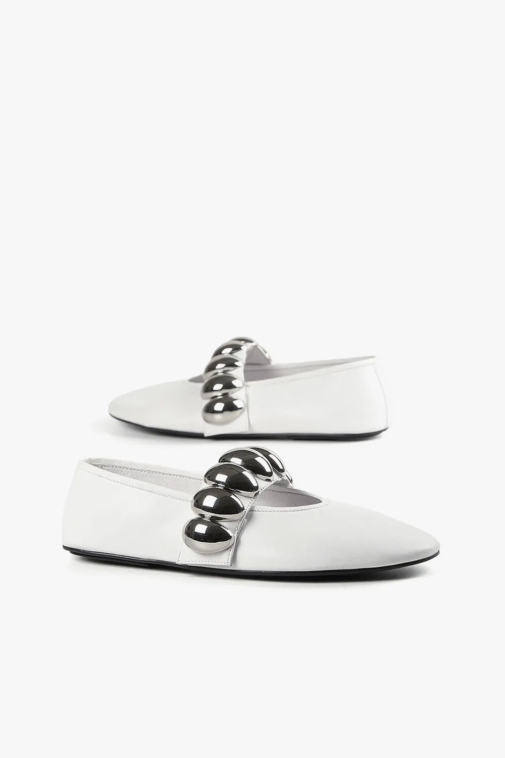 Jeffrey Campbell Ballet-SD Flats in White Silver