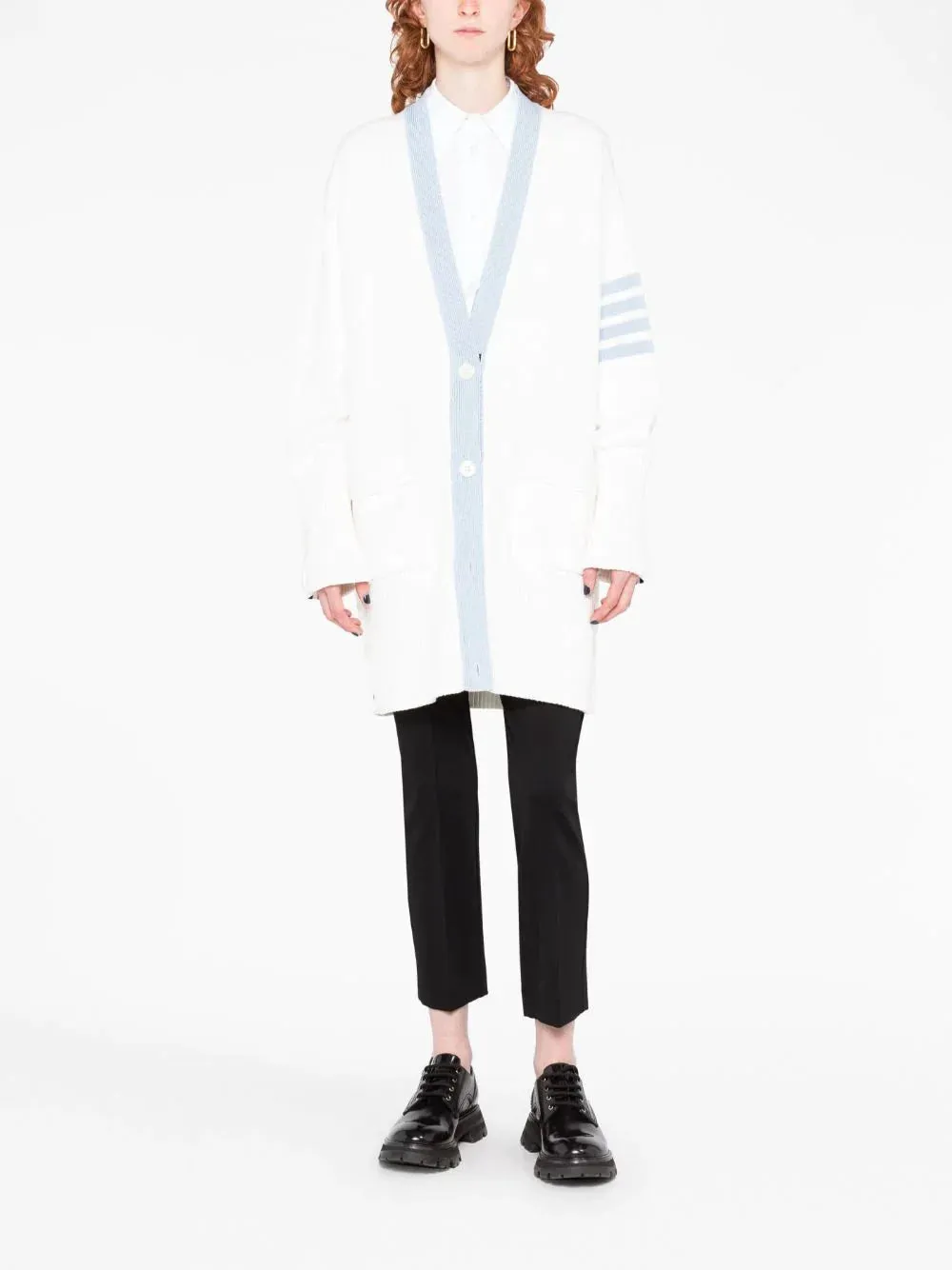 Jersey Stitch Oversized V Neck Cardigan