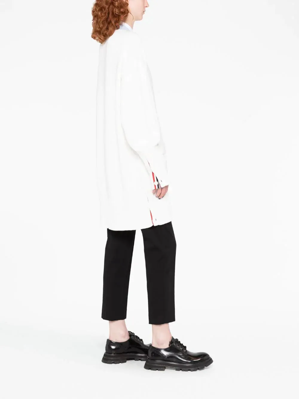 Jersey Stitch Oversized V Neck Cardigan