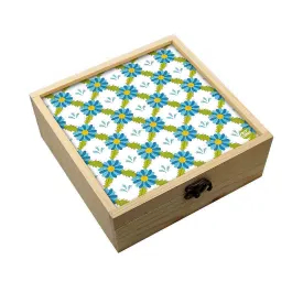 Jewellery Box Wooden Jewelry Organizer -  Blue Flower Summer Collection