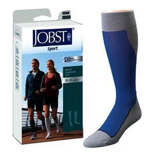 Jobst Sport Sock Knee-High, 20-30, Closed, Royal Blue/Grey, Medium