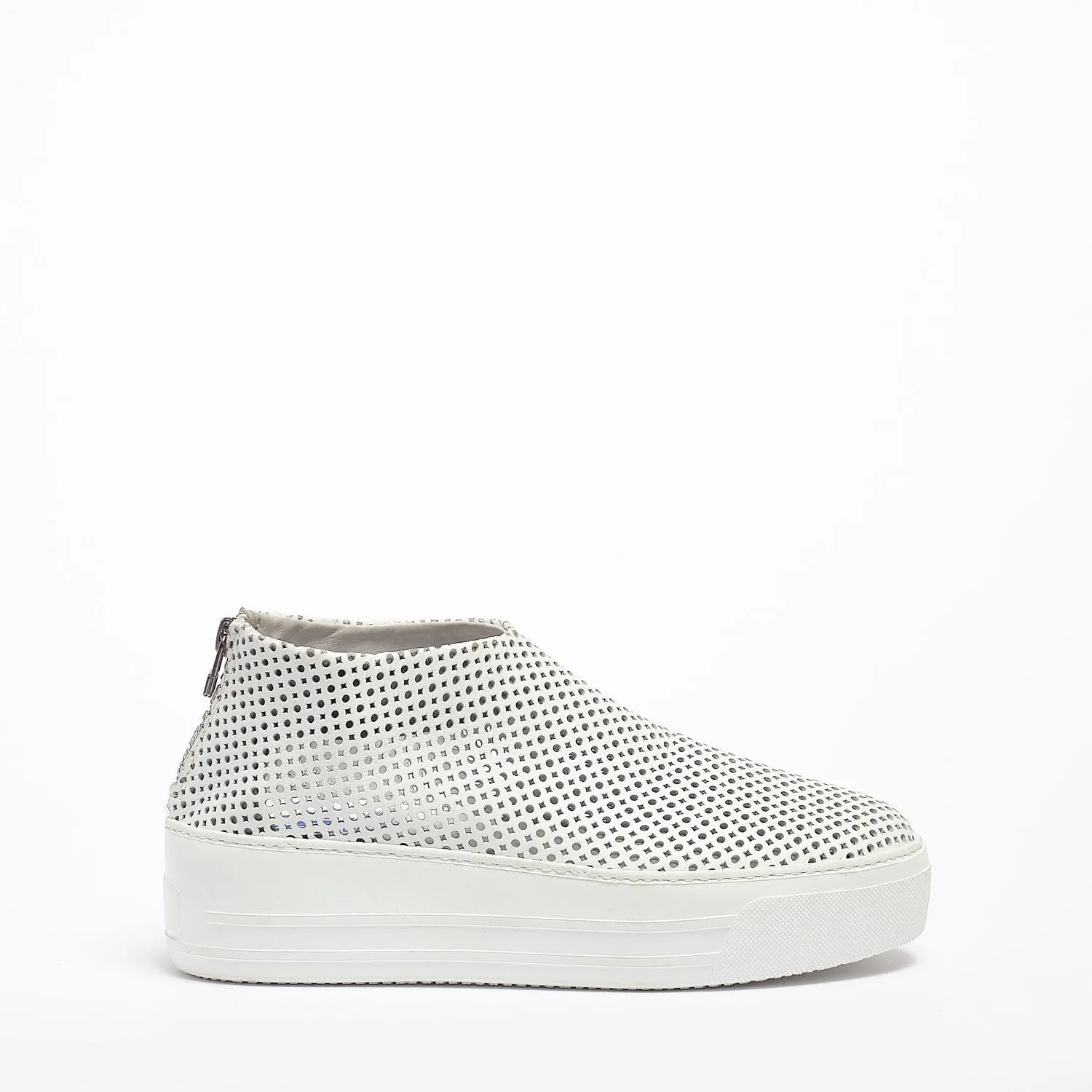 Jodie Back zip Shoes soft perforated leather white