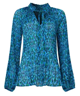 Joe Browns 8 Blue Perfectly Plisse Women's Blouse