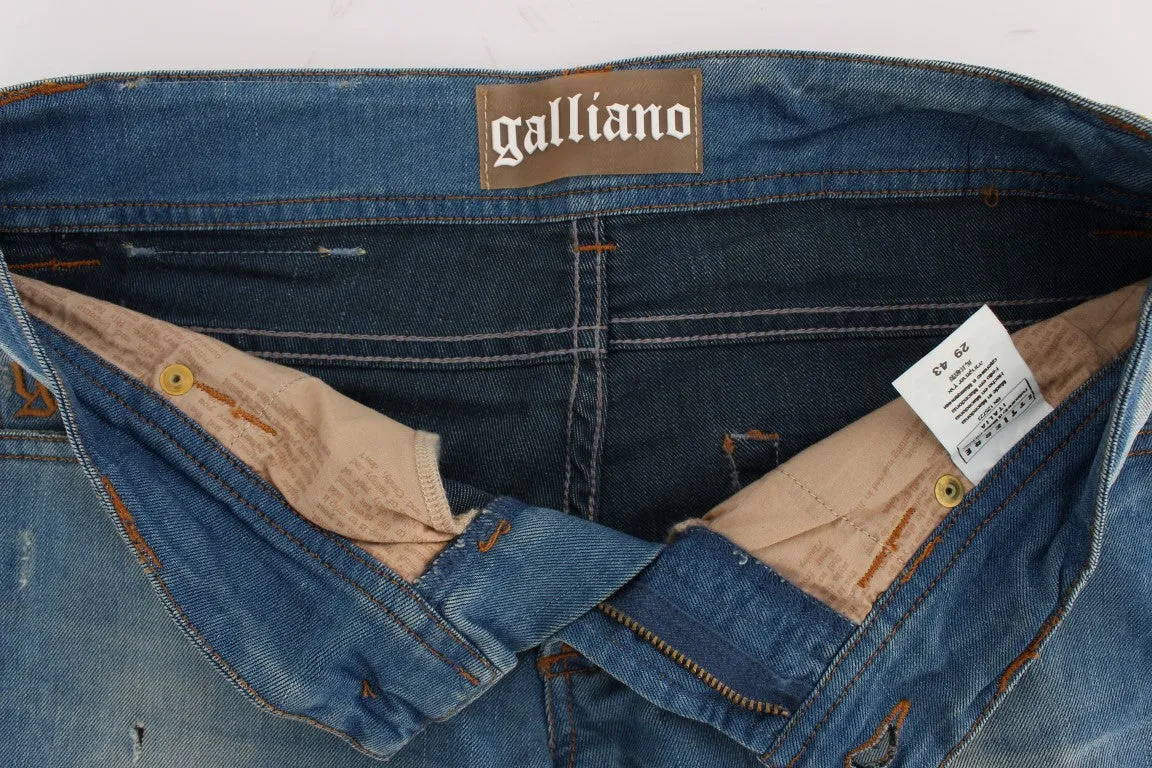 John Galliano Sleek Blue Slim Fit Designer Jeans