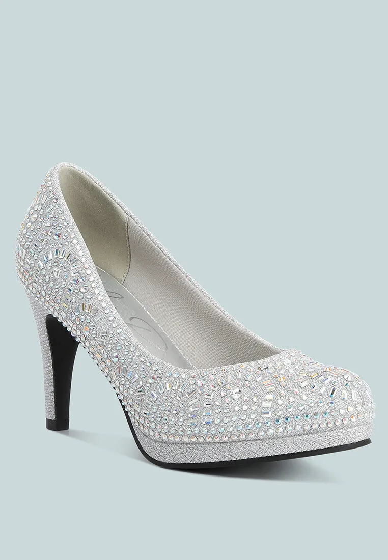 Jolly Exquisite Rhinestone-Embellished Stiletto Pumps