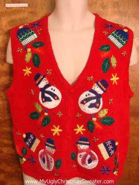 Jolly Snowmen in Hats Funny Christmas Sweater Vest