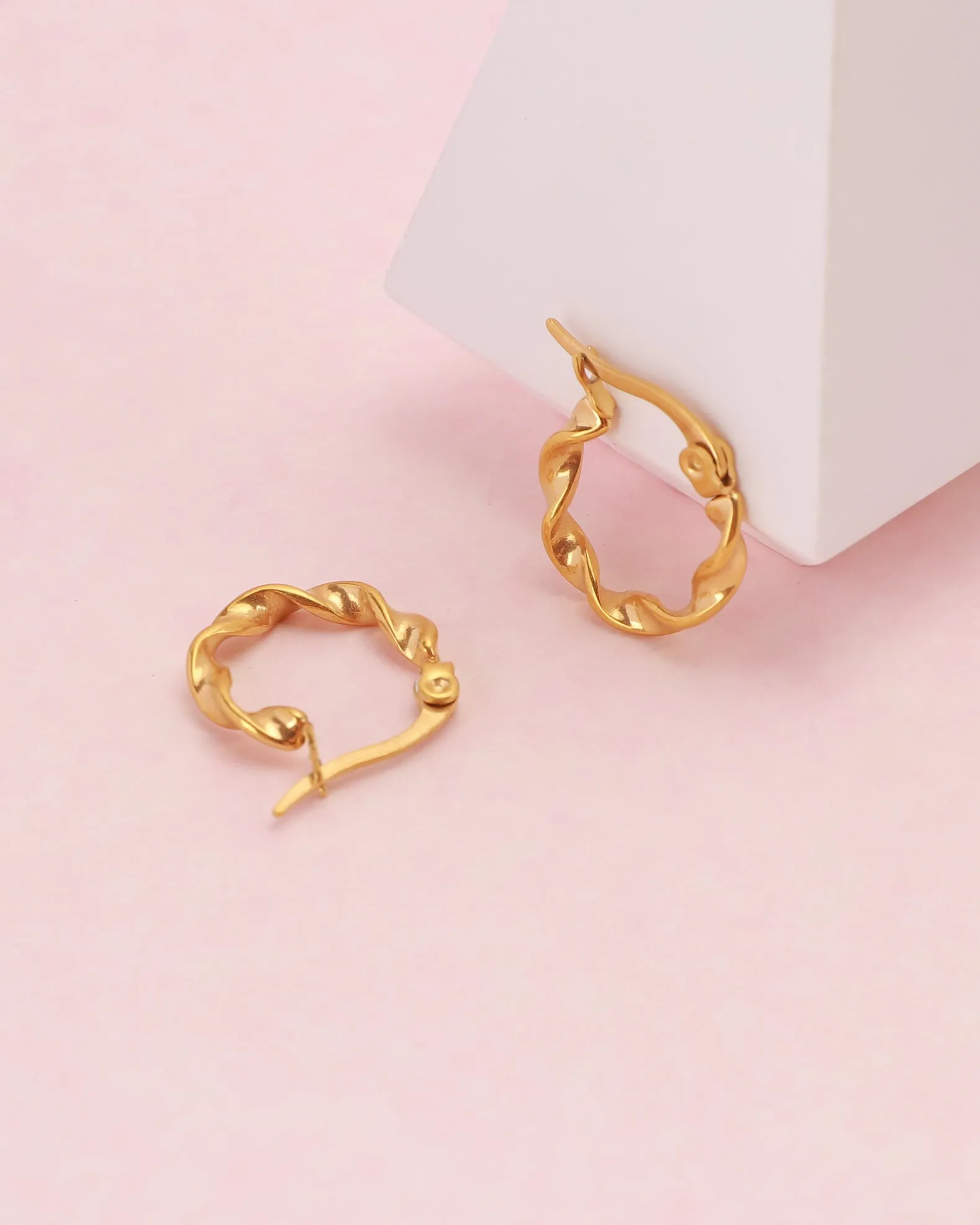 Josephine Gold Small Twist Hoop Earrings