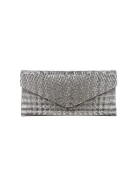 Judith Leiber Silver Envelope Crystal Convertible Clutch