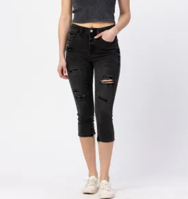 Judy Blue #82270- Black Distressed Capris - #5118-5130