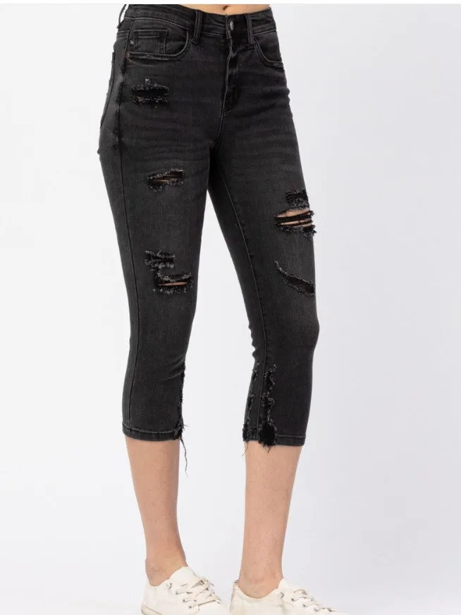 Judy Blue #82270- Black Distressed Capris - #5118-5130