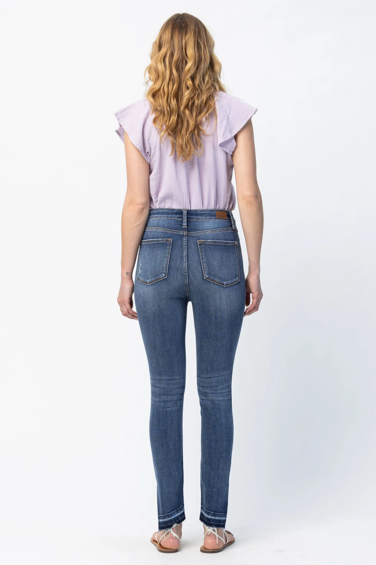 Judy Blue High Waist Released Hem & Side Slit Skinny Denim 82422