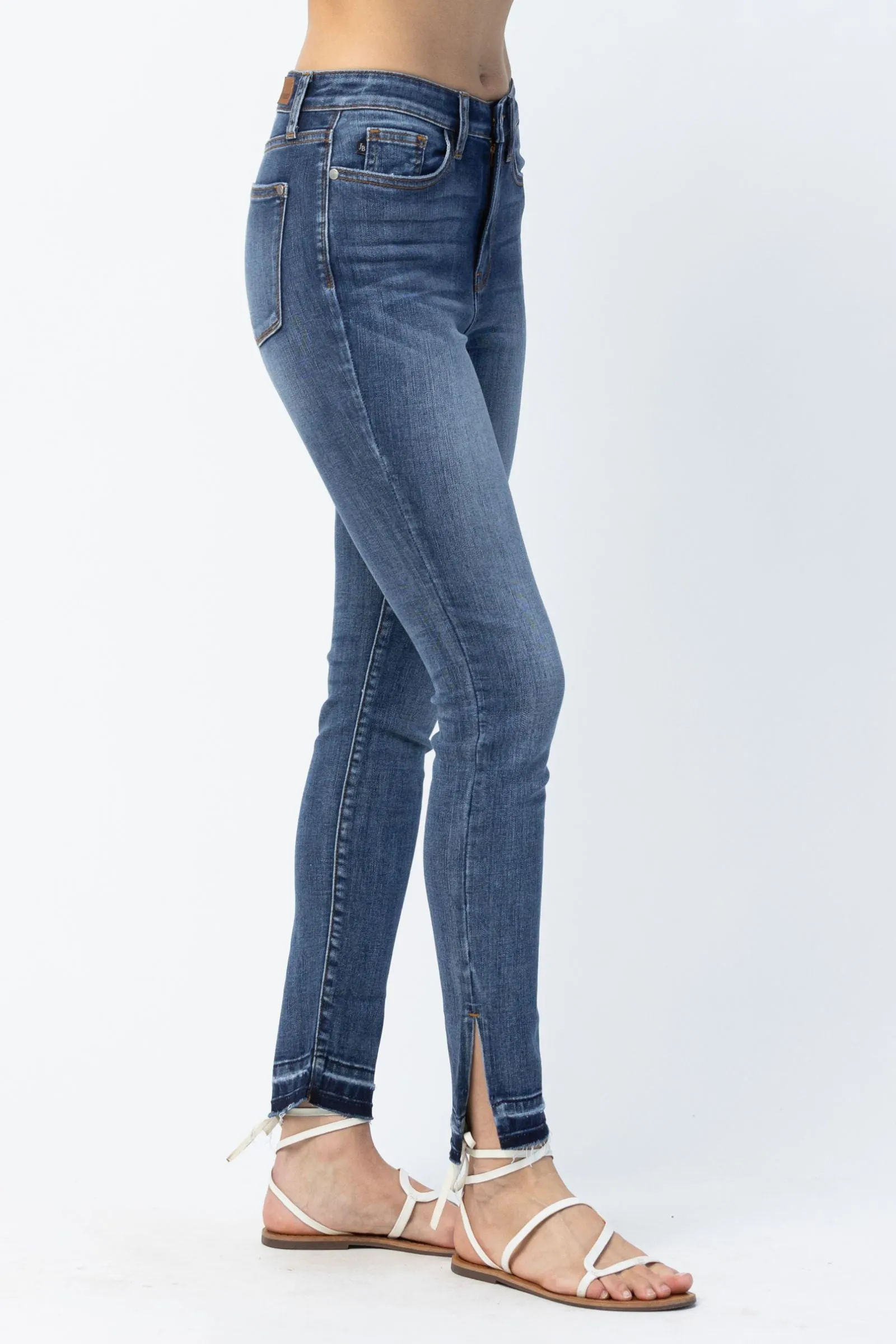 Judy Blue High Waist Released Hem & Side Slit Skinny Denim 82422