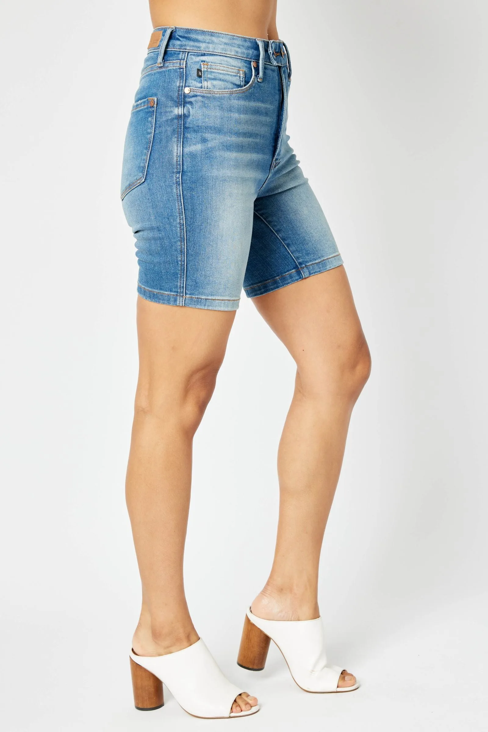 Judy Blue High Waist Tummy Control Double Button Bermuda Shorts