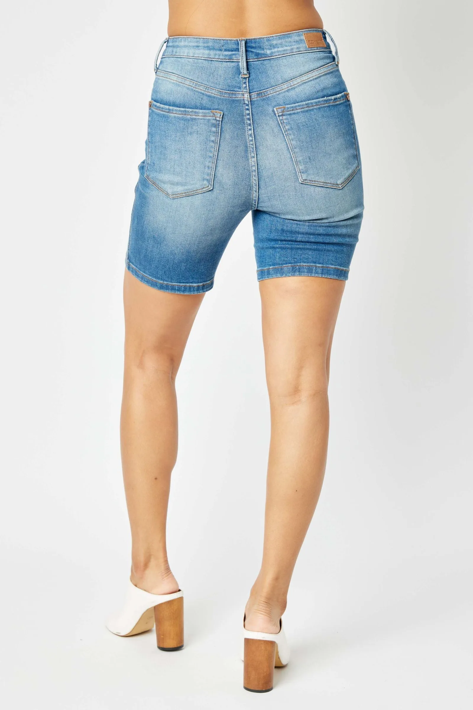 Judy Blue High Waist Tummy Control Double Button Bermuda Shorts